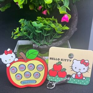 Red &Green Multicolor Keychain, Kawaii Push-Button Hello Kitty Keychain, Sanrio